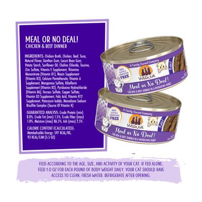 Show full view: Weruva Classic Meal or No Deal! Chicken & Beef Pate Grain-Free Wet Cat Food, 5.5-oz can, case of 8 slide 5 of 14