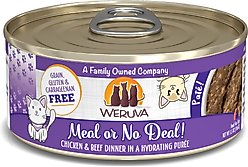 Weruva Classic Meal or No Deal! Chicken & Beef Pate Grain-Free Wet Cat Food, 5.5-oz can, case of 8