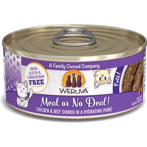 Weruva Classic Meal or No Deal! Chicken & Beef Pate Grain-Free Wet Cat Food, 5.5-oz can, case of 8
