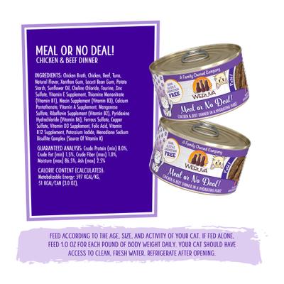 Show full view: Weruva Classic Meal or No Deal! Chicken & Beef Pate Grain-Free Wet Cat Food, 3-oz can, case of 12 slide 5 of 14