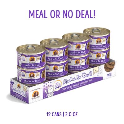 Show full view: Weruva Classic Meal or No Deal! Chicken & Beef Pate Grain-Free Wet Cat Food, 3-oz can, case of 12 slide 3 of 14
