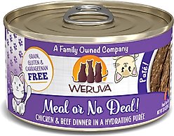 Weruva Classic Meal or No Deal! Chicken & Beef Pate Grain-Free Wet Cat Food, 3-oz can, case of 12