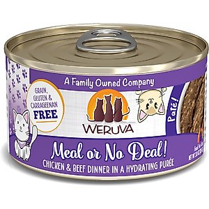 Weruva Classic Meal or No Deal! Chicken & Beef Pate Grain-Free Wet Cat Food, 3-oz can, case of 12