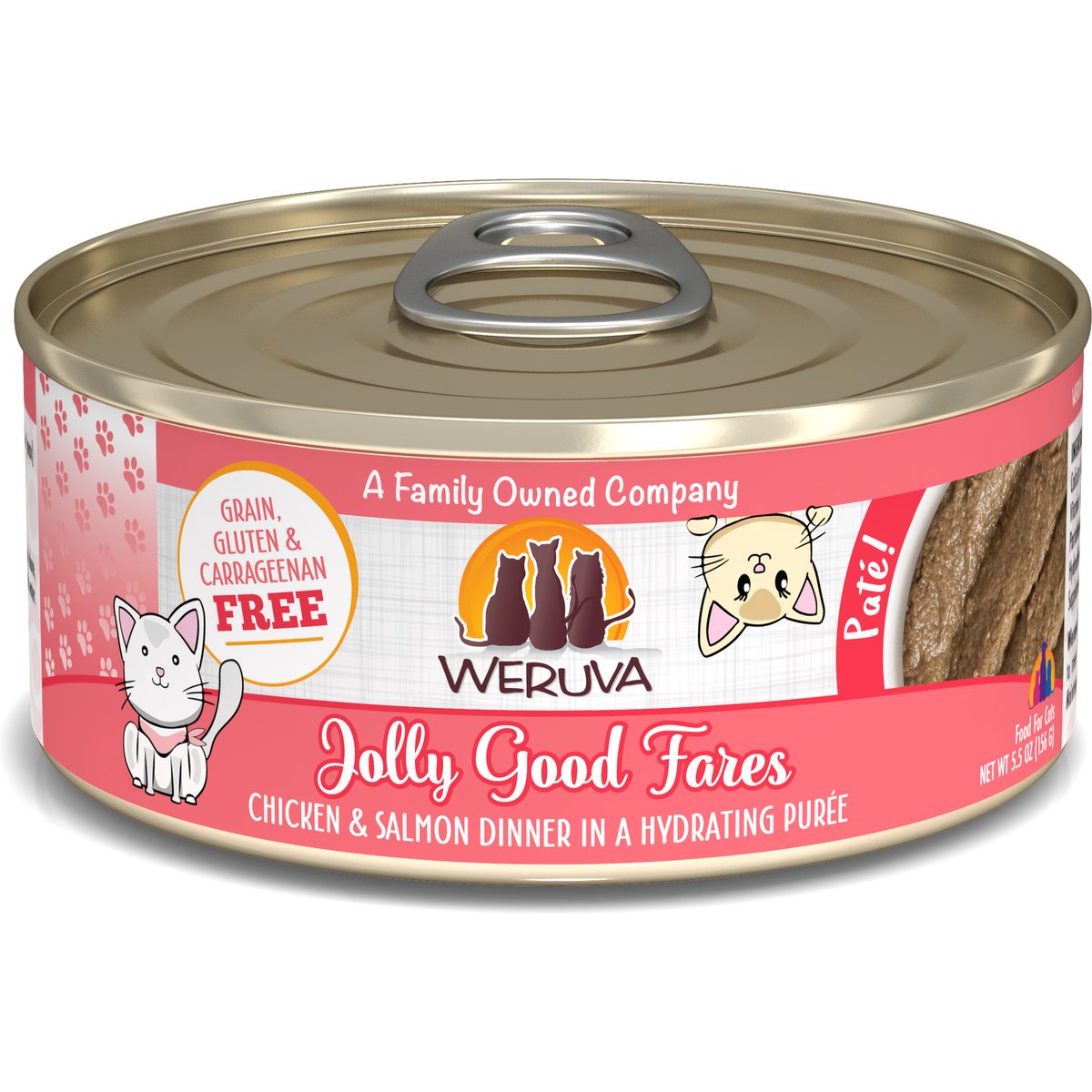 Weruva Classic Cat Jolly Good Fares Chicken & Salmon Pate Canned Cat Food, 5.5-oz can, case of 8