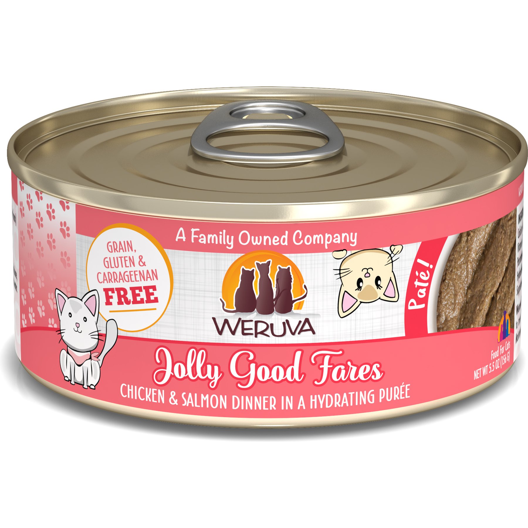 Weruva Classic Cat Jolly Good Fares Chicken & Salmon Pate Canned Cat Food, 5.5-oz can, case of 8