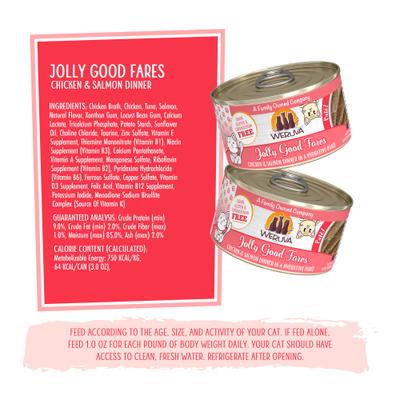 Show full view: Weruva Classic Cat Jolly Good Fares Chicken & Salmon Pate Canned Cat Food, 3-oz can, case of 12 slide 5 of 13