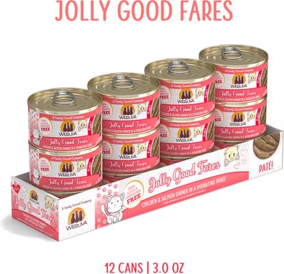 Show full view: Weruva Classic Cat Jolly Good Fares Chicken & Salmon Pate Canned Cat Food, 3-oz can, case of 12 slide 3 of 13
