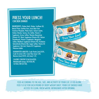 Show full view: Weruva Classic Press Your Lunch! Chicken Pate Grain-Free Wet Cat Food, 3-oz can, case of 12 slide 5 of 14