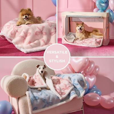 Show full view: Lesure Waterproof Calming Double-Sided Jacquard Shag & Soft Sherpa Fleece Furniture Protector Dog & Cat Blanket, Light Pink, Medium slide 5 of 8