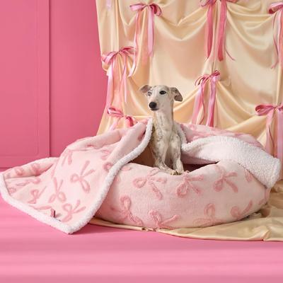 Show full view: Lesure Waterproof Calming Double-Sided Jacquard Shag & Soft Sherpa Fleece Furniture Protector Dog & Cat Blanket, Light Pink, Medium slide 4 of 8