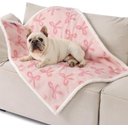 Lesure Waterproof Calming Double-Sided Jacquard Shag & Soft Sherpa Fleece Furniture Protector Dog & Cat Blanket, Light Pink, Medium