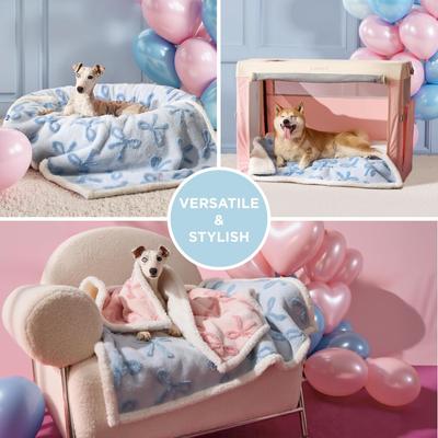 Show full view: Lesure Waterproof Calming Double-Sided Jacquard Shag & Soft Sherpa Fleece Furniture Protector Dog & Cat Blanket, Light Blue, Large slide 5 of 8