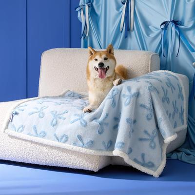 Show full view: Lesure Waterproof Calming Double-Sided Jacquard Shag & Soft Sherpa Fleece Furniture Protector Dog & Cat Blanket, Light Blue, Large slide 4 of 8