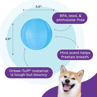 Show full view: Outward Hound Orbee-Tuff Guru Treat Dispensing Dog Chew Toy, Blue slide 4 of 12