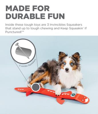 Show full view: Outward Hound Fire Biterz Squeaky Dog Toy, Red Dragon, 3 Squeakers slide 5 of 9