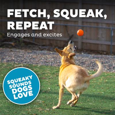 Show full view: Outward Hound Orbee-Tuff Squeak Ball Tough Dog Chew Toy, Orange slide 4 of 11