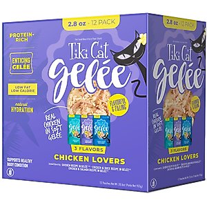 Tiki Cat Gelee Chicken Variey Pack Grain-Free Wet Cat Food, 2.8-oz pouch, case of 12