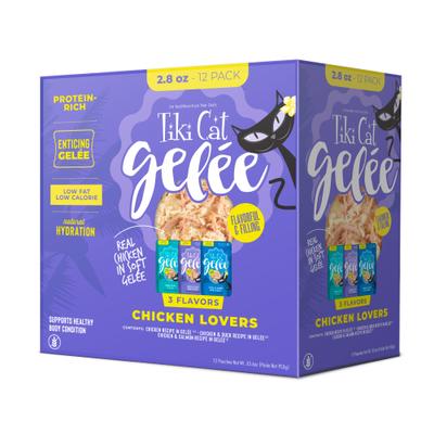Show full view: Tiki Cat Gelee Chicken Variey Pack Grain-Free Wet Cat Food, 2.8-oz pouch, case of 12 slide 1 of 9