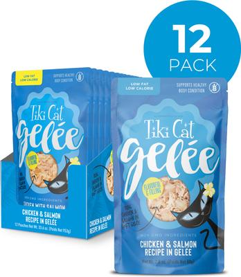 Show full view: Tiki Cat Gelee Chicken & Salmon Grain-Free Wet Cat Food, 2.8-oz pouch, case of 12 slide 3 of 9