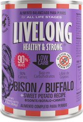 Livelong Healthy & Strong Bison/Buffalo & Sweet Potato Recipe Wet Dog Food, 12.5-oz can, case of 12