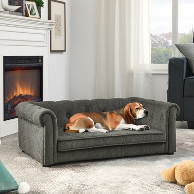 Zeus & Ruta Zeus & Ruta Rectangle Medium & Large Breed Dog Bed, 38.9 x 23.2 x 13.7-in, Dark Gray