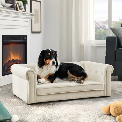 Zeus & Ruta Zeus & Ruta Rectangle Medium & Large Breed Dog Bed, 38.9 x 23.2 x 13.7-in, Beige