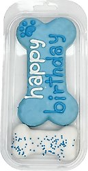 Wufers Happy Birthday Blue Bone Dog Crunchy Treat, 2 count