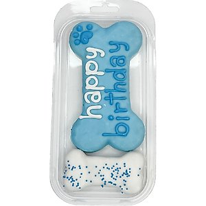 Wufers Happy Birthday Blue Bone Dog Crunchy Treat, 2 count