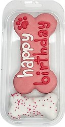 Wufers Happy Birthday Pink Bone Dog Crunchy Treat, 2 count