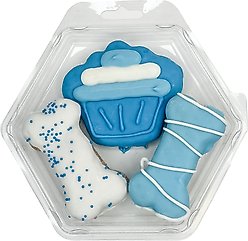 Wufers Birthday Blue Cupcake Platter Dog Crunchy Treat, 5 count