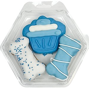 Wufers Birthday Blue Cupcake Platter Dog Crunchy Treat, 5 count