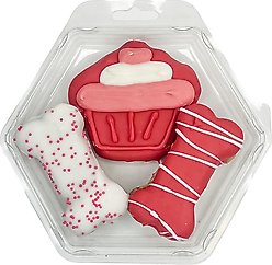 Wufers Birthday Pink Cupcake Platter Dog Crunchy Treat, 5 count