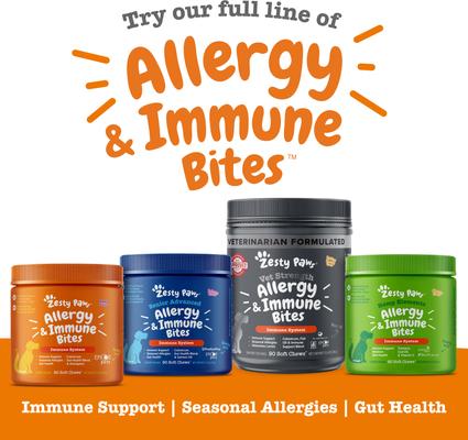 Show full view: Zesty Paws Advanced Allergy & Immune Bites Salmon Flavored Soft Chews Allergies, Immune, & Skin Support Supplement for Senior Dogs, 90 count slide 7 of 11
