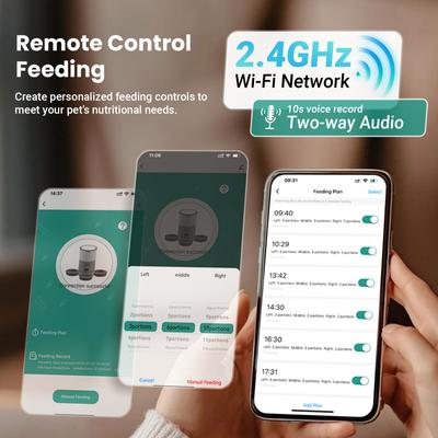 Show full view: Vacqueen 3 Bowl Automatic Cat Feeder, Black slide 4 of 11