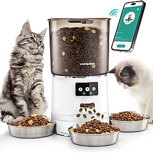 Vacqueen 3 Bowl Automatic Cat Feeder, White