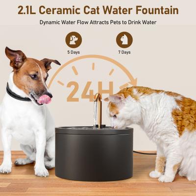 Show full view: EOX Ceramic with Copper Faucet Dog & Cat Water Fountain, Black, 71-oz slide 6 of 11
