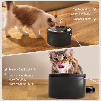 Show full view: EOX Ceramic with Copper Faucet Dog & Cat Water Fountain, Black, 71-oz slide 4 of 11