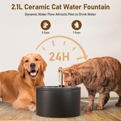 Show full view: EOX Ceramic with Copper Faucet Dog & Cat Water Fountain, Black, 71-oz slide 5 of 11