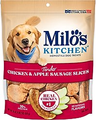 Milo's Kitchen Chicken & Apple Sausage Slices Dog Treats, 18-oz bag