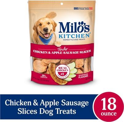 Show full view: Milo's Kitchen Chicken & Apple Sausage Slices Dog Treats, 18-oz bag slide 3 of 11