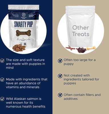 Show full view: Healthy Pup Smarty Pup Puppy Wild Alaskan Salmon Limited Ingredient Jerky Dog Treats, 12-oz bag slide 6 of 10