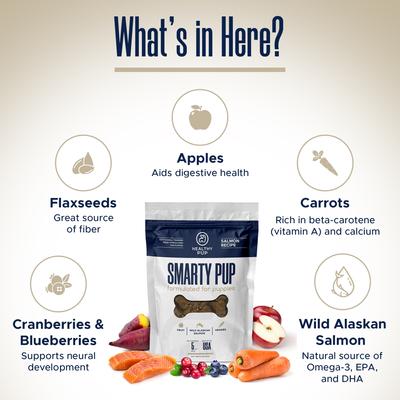 Show full view: Healthy Pup Smarty Pup Puppy Wild Alaskan Salmon Limited Ingredient Jerky Dog Treats, 12-oz bag slide 5 of 10