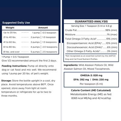 Show full view: Healthy Pup Wild-Caught Alaskan Fish Oil Blend Skin & Coat Supplement for Dogs, 8-fl oz bottle slide 7 of 10