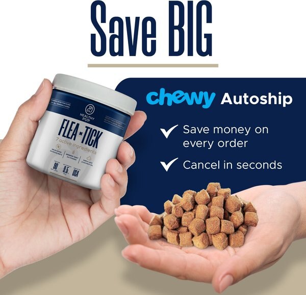 Healthy Pup Peanut Butter Flavored Soft Chews Flea & Tick Oral Treatment for Dogs, 90 count