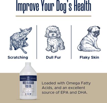 Show full view: Healthy Pup Wild-Caught Alaskan Fish Oil Blend Skin & Coat Supplement for Dogs, 64-fl oz bottle slide 4 of 10