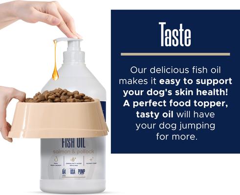 Show full view: Healthy Pup Wild-Caught Alaskan Fish Oil Blend Skin & Coat Supplement for Dogs, 64-fl oz bottle slide 5 of 10