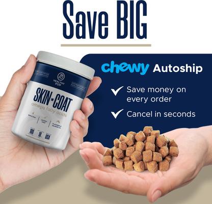 Show full view: Healthy Pup Omega Soft Chews Skin & Coat Supplement for Dogs, 180 Count slide 7 of 11