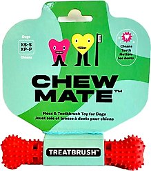 Chewmate Natural Rubber Treatbrush Oral Care Bone Dog Toothbrush, Small
