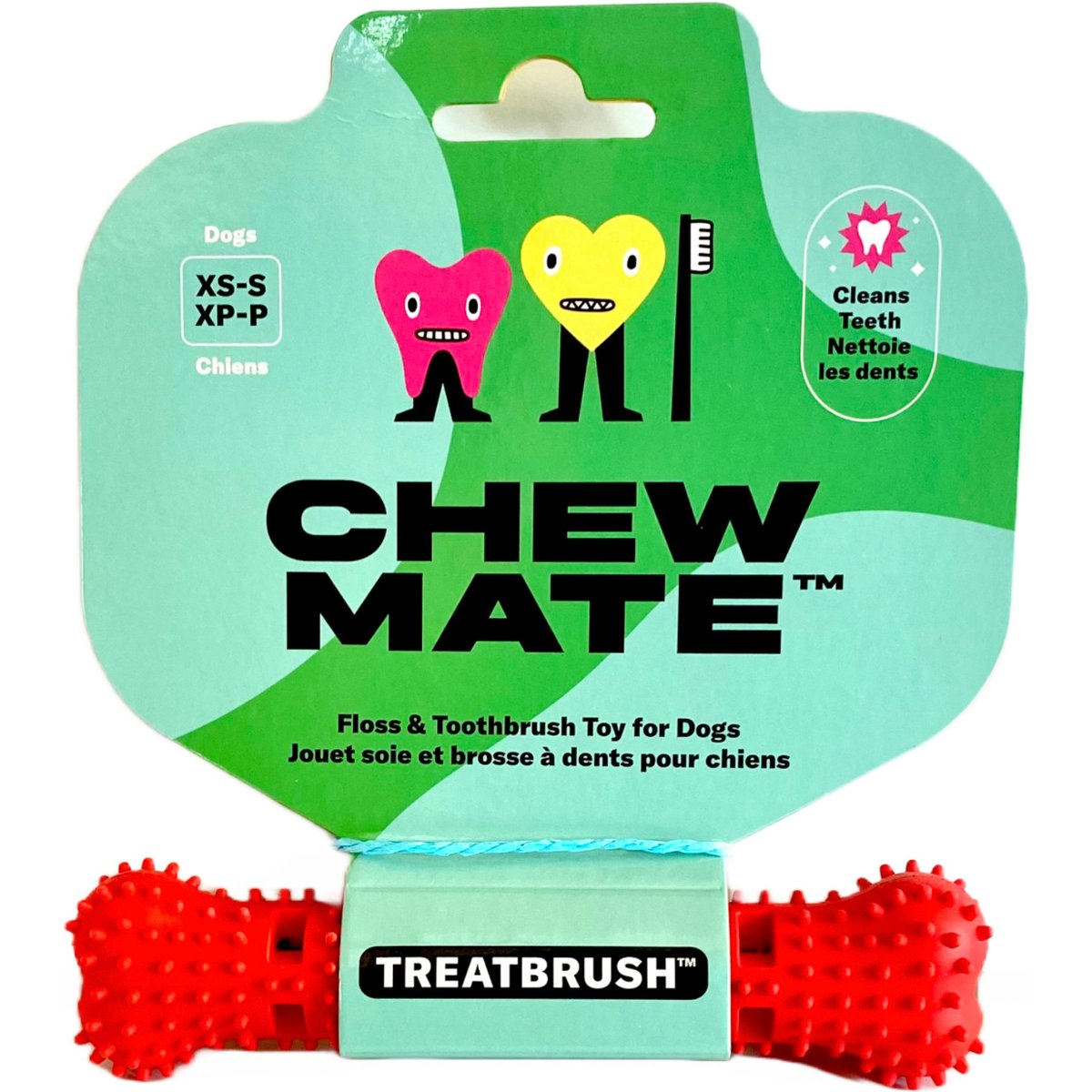 Chewmate Natural Rubber Treatbrush Oral Care Bone Dog Toothbrush, Small