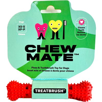 Chewmate Chewmate Natural Rubber Treatbrush Oral Care Bone Dog Toothbrush, Small